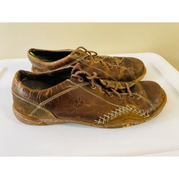 Dr. Marten's Air Brown Leather Distressed Patchwork Stitch Lace Sneaker - Picture 8 of 10
